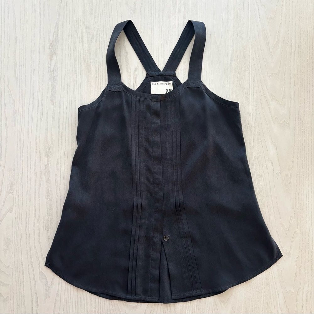 rag & bone Dark Grey Sleeveless Button Down Blouse
